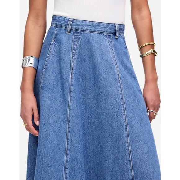 NWT Madewell Midi Skirt in Robertson Wash: Airy Denim Edition Size 32 - Picture 4 of 10